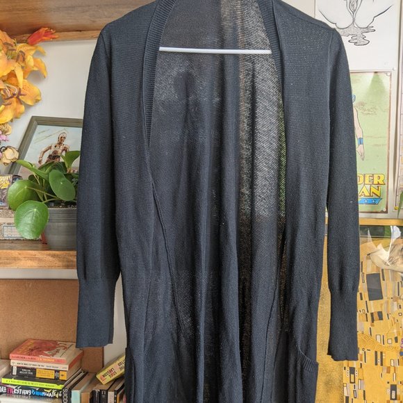 Long Black Cardigan w/pockets American Eagle sz M - Picture 2 of 9